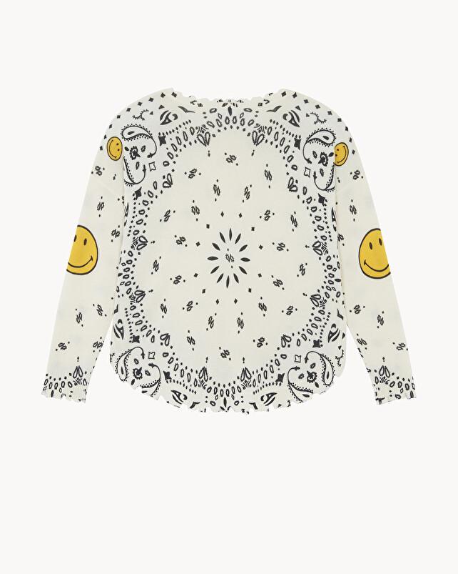 Kujten Pull Melah Smiley Pull Cachemire Melah Bandana Imprimé Smiley 2 Fils