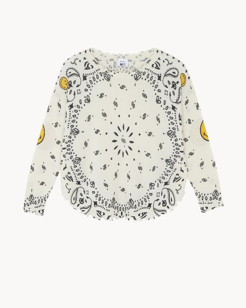 Kujten Pull Melah Smiley Pull Cachemire Melah Bandana Imprimé Smiley 2 Fils