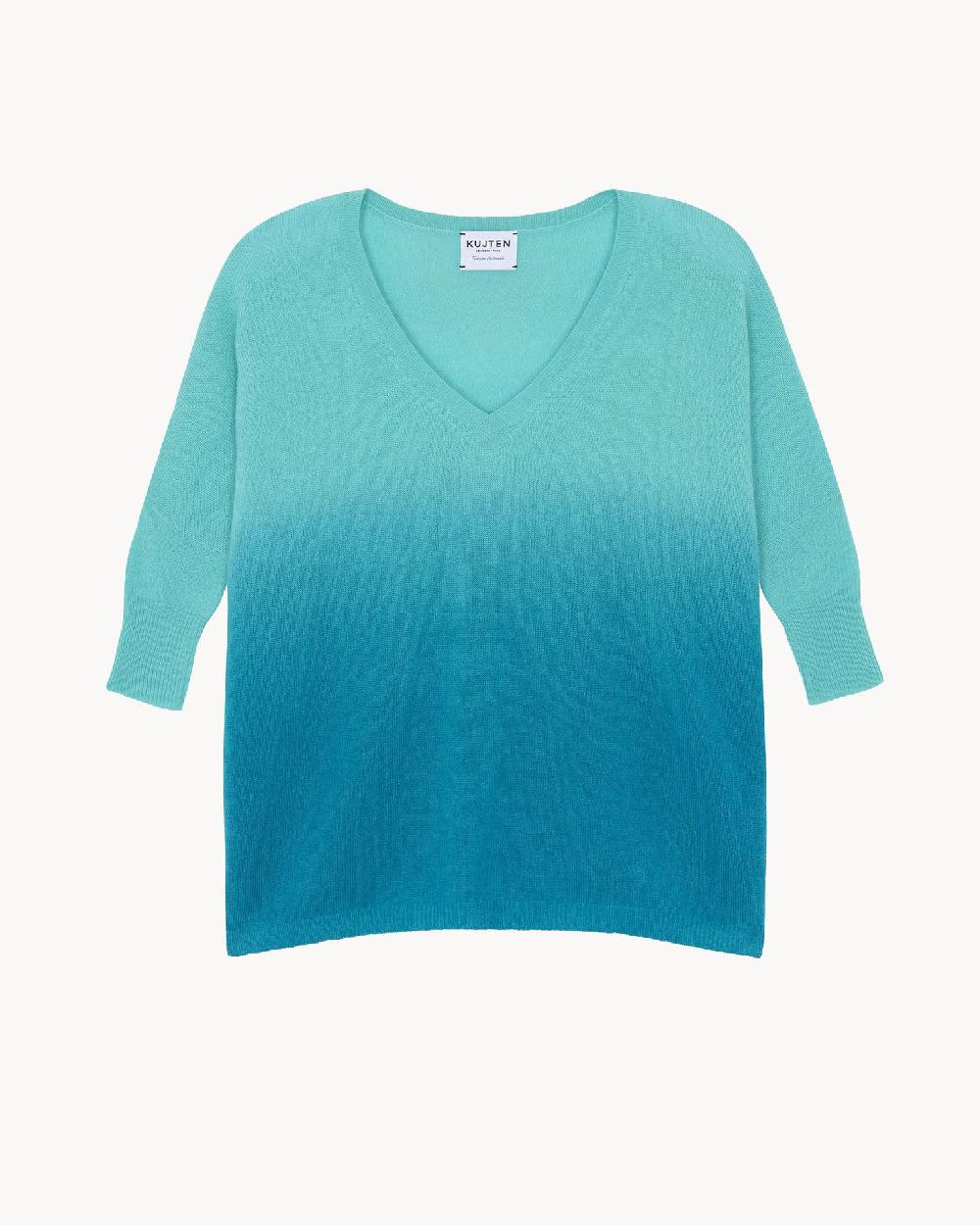 Kujten Pull Minie Dye Pull Cachemire Col V Oversize Dip Dye 2 Fils