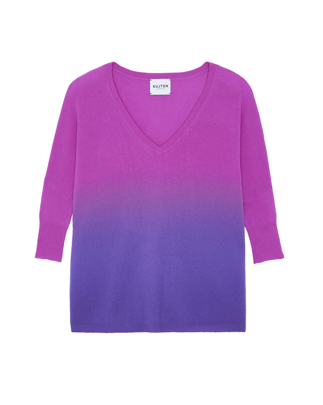 kujten Pull minie dye Pull col v oversize manches 3/4 cachemire
