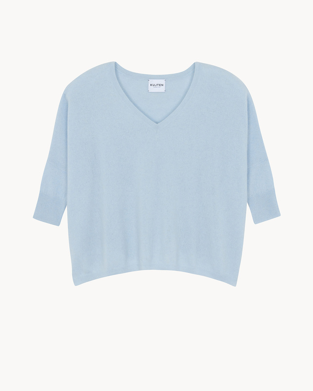 kujten Pull minie Pull cachemire col v oversize manche 3/4
