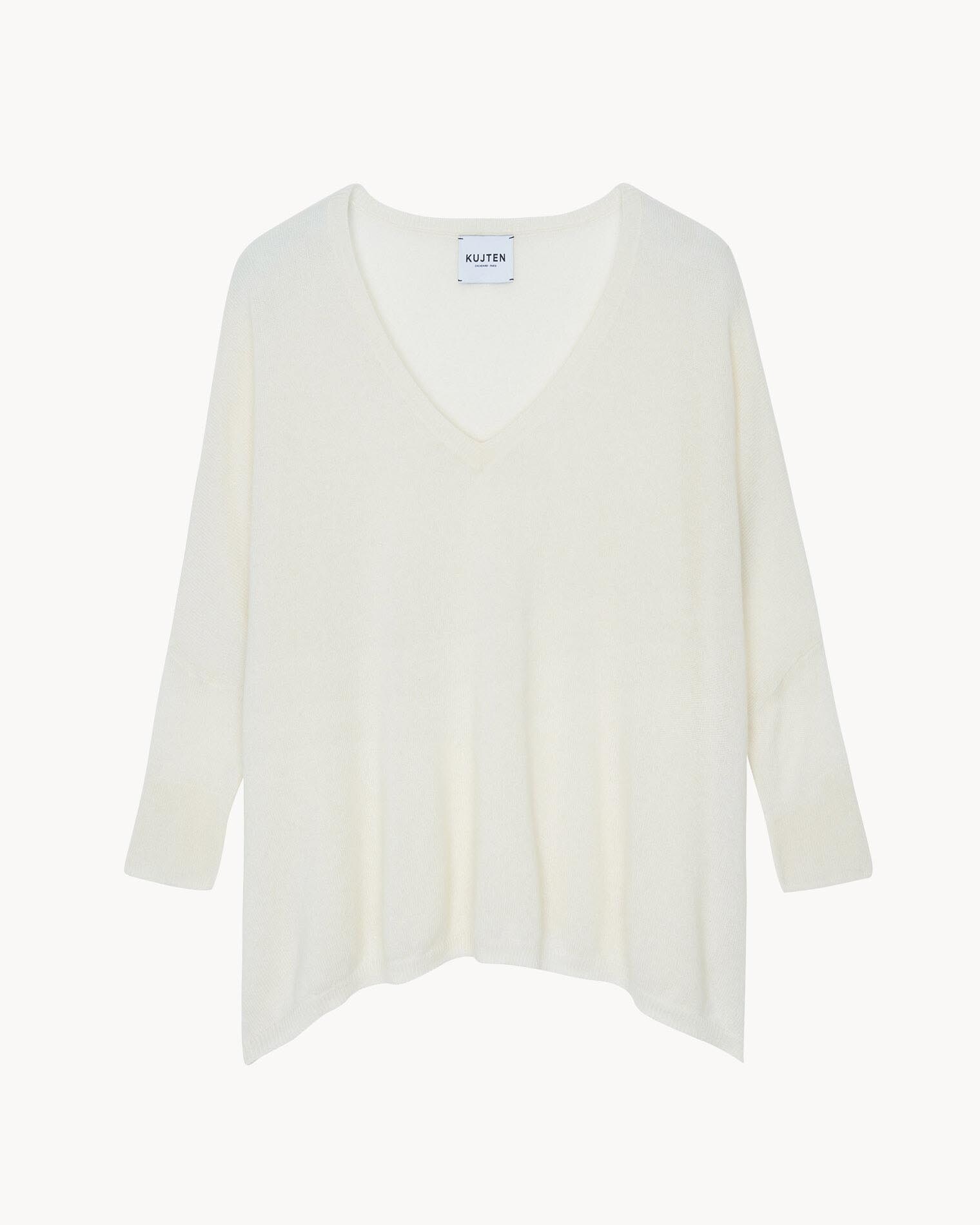 Kujten Pull Minie Pull Cachemire Femme Col V Oversize 2 Fils