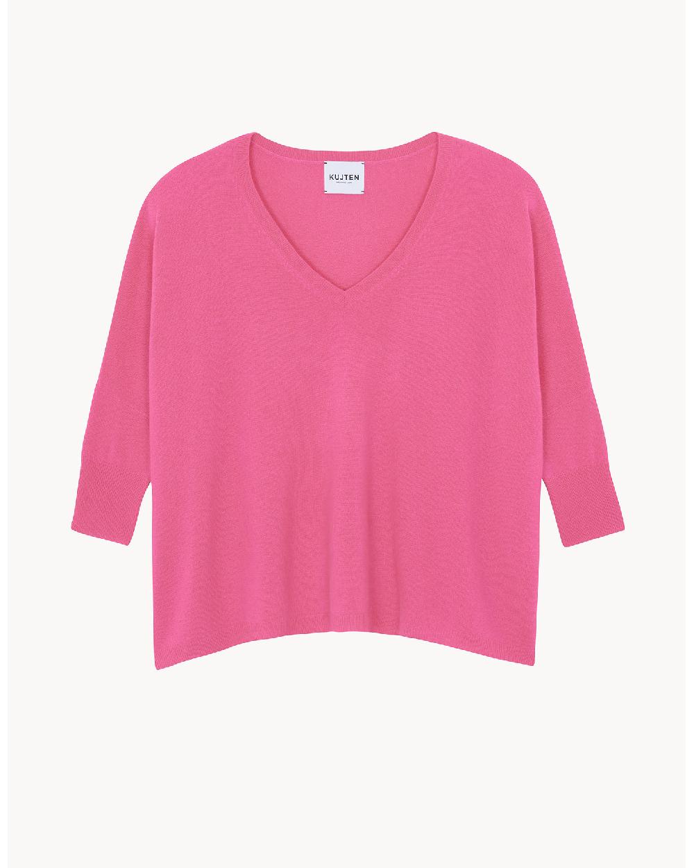 Kujten Pull Minie Pull Cachemire Femme Col V Oversize 2 Fils