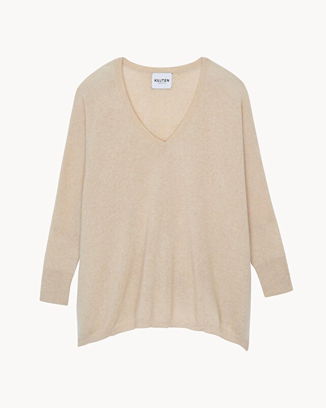 kujten Pull minie Pull Cachemire Femme Col V Oversize 2 fils