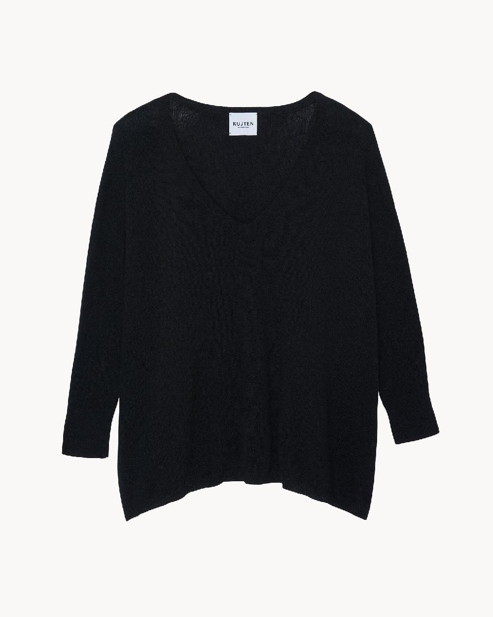 Kujten Pull Minie Pull Cachemire Femme Col V Oversize 2 Fils