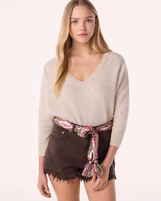 kujten Pull minie Pull cachemire femme col v oversize