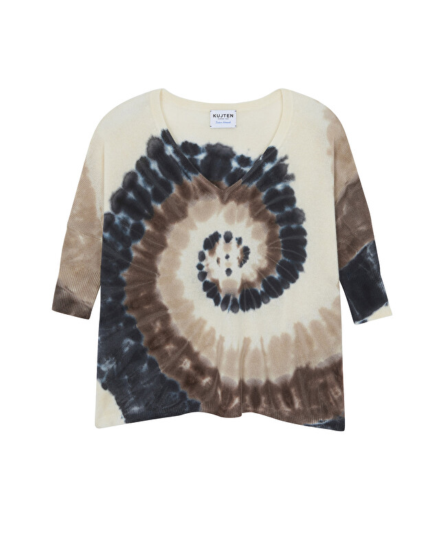 kujten Pull minie sunny Pull cachemire col v femme tie & dye