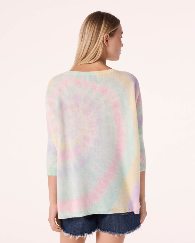 Kujten Pull Minie Sunny Pull Cachemire Col V Oversize Tie & Dye 2 Fils