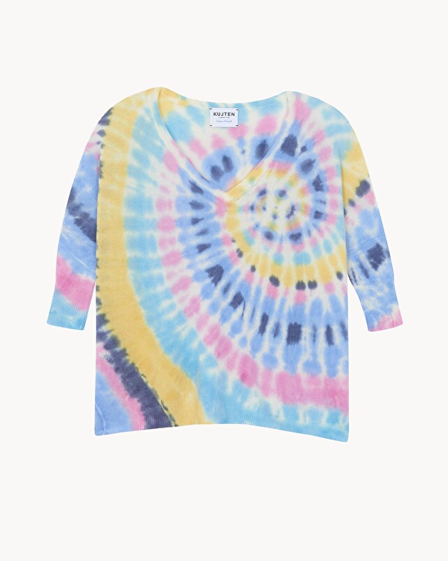 kujten Pull minie sunny Pull Cachemire Col V Oversize Tie & Dye 2 fils