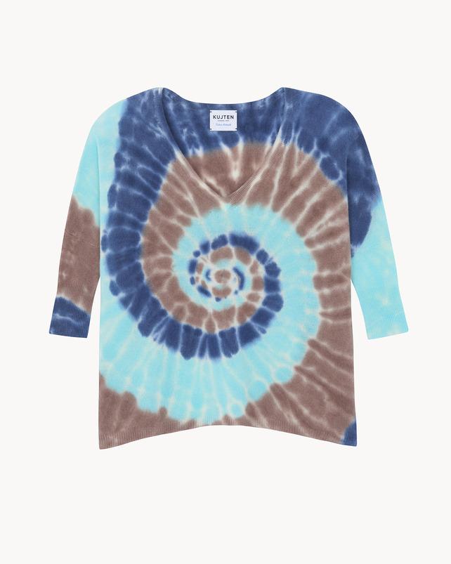 kujten Pull minie sunny Pull Cachemire Col V Oversize Tie & Dye 2 fils