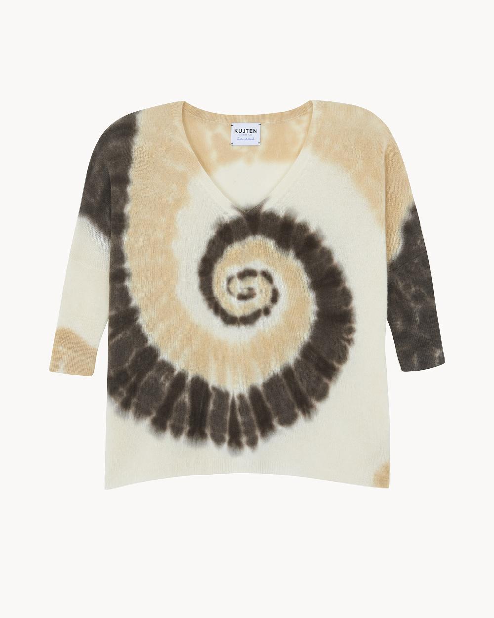 Kujten Pull Minie Sunny Pull Cachemire Col V Oversize Tie & Dye 2 Fils