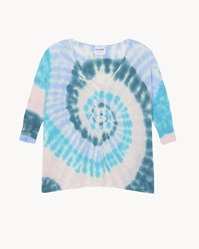 kujten Pull minie sunny Pull Cachemire Col V Oversize Tie & Dye 2 fils