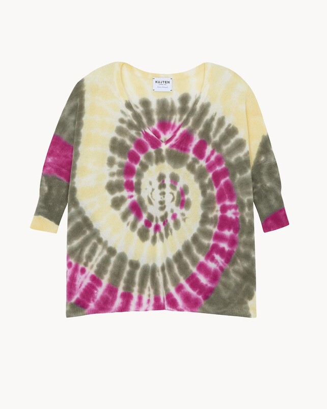 kujten Pull minie sunny Pull Cachemire Col V Oversize Tie & Dye 2 fils