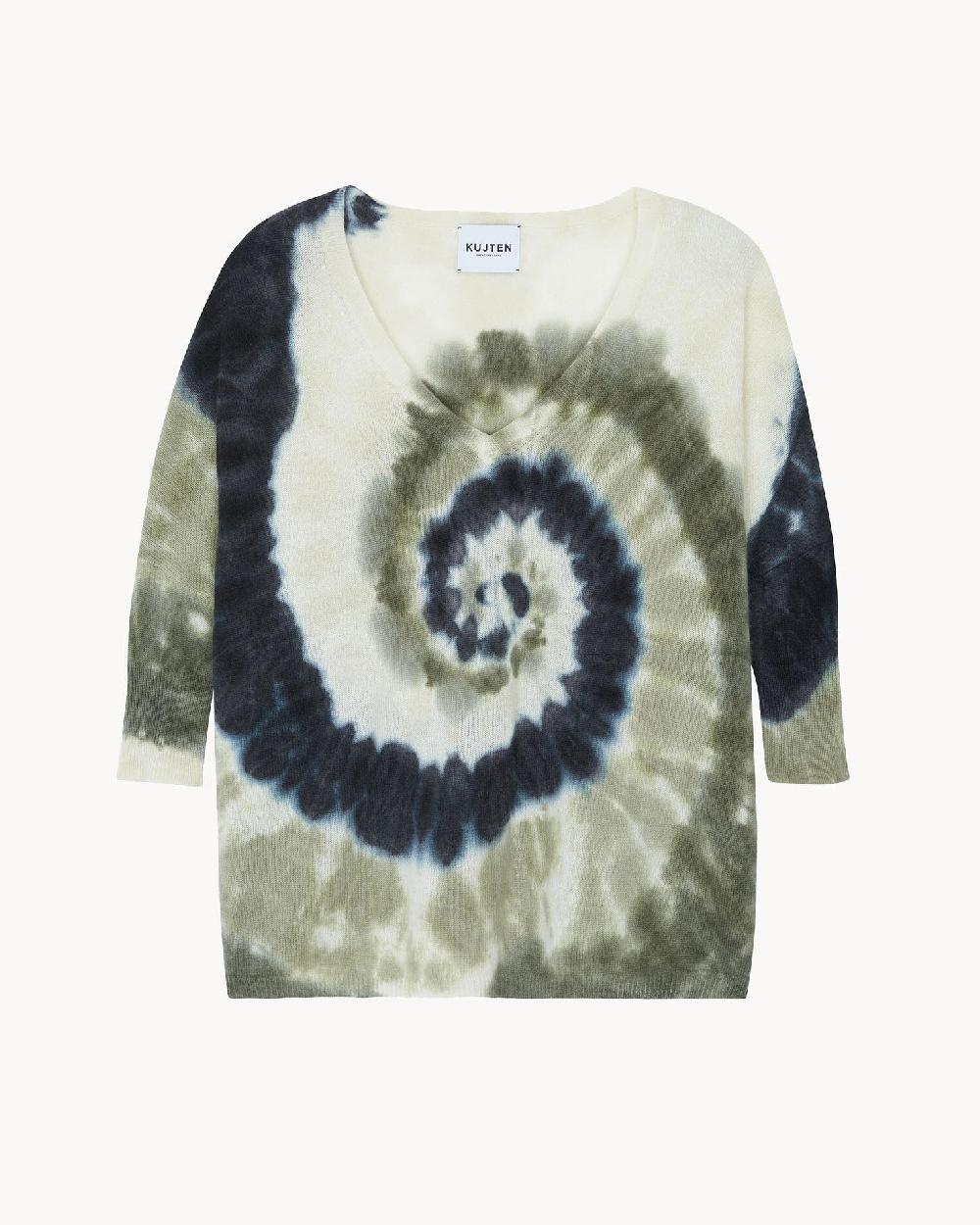 Kujten Pull Minie Sunny Pull Cachemire Col V Oversize Tie & Dye 2 Fils