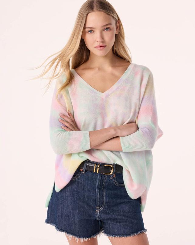 kujten Pull minie sunny Pull Cachemire Col V Oversize Tie & Dye 2 fils