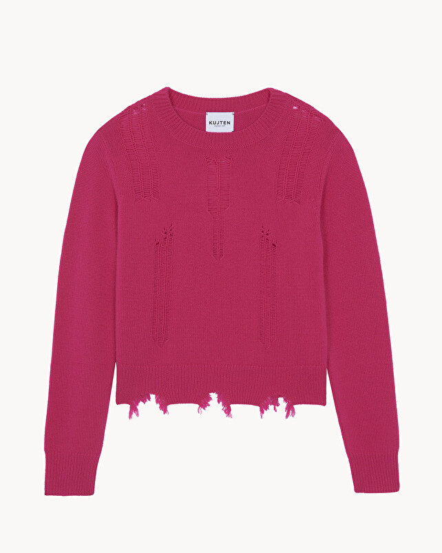 Kujten Pull Nesua Pull Cachemire Femme Col Rond 4 Fils