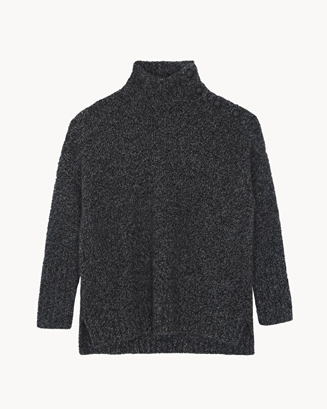 kujten Pull pinko bouclette Pull Cachemire Femme Col Cheminée 4 fils