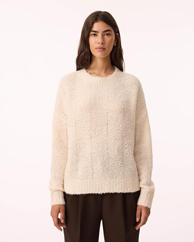 Kujten Pull Vigy Pull Cachemire Laine Femme Col Rond 2 Fils