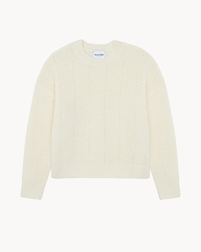 Kujten Pull Vigy Pull Cachemire Laine Femme Col Rond 2 Fils