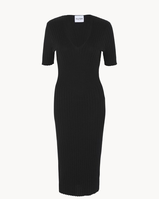 kujten Robe ainura Robe Col V Manches Courtes Soie et Cachemire 1 fil