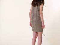 Kujten Robe Dang Solid Robe Col V à Coulisse Cachemire 2 Fils