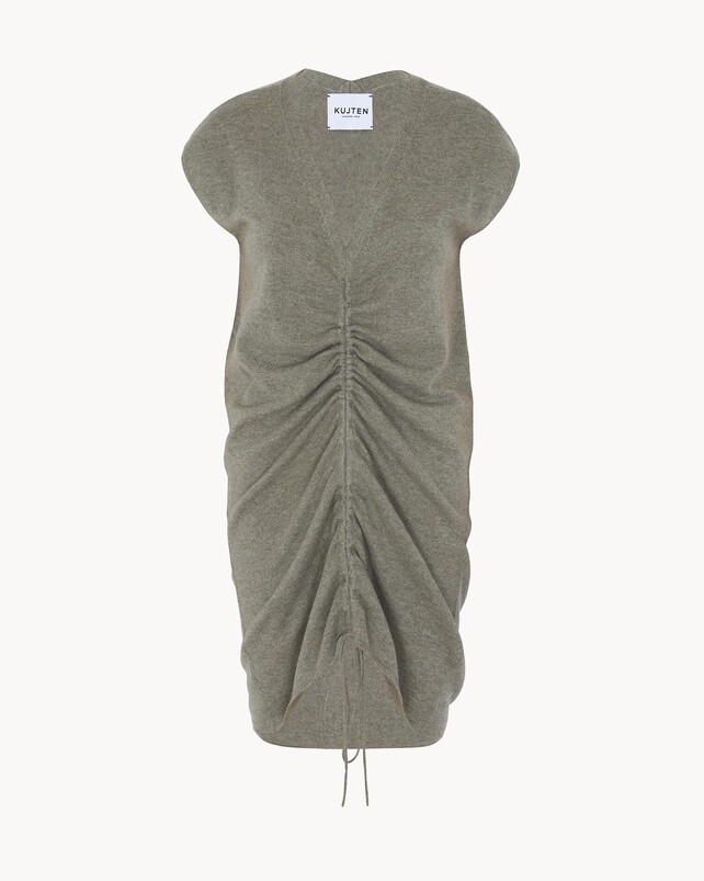 kujten Robe dang solid Robe Col V à Coulisse Cachemire 2 fils