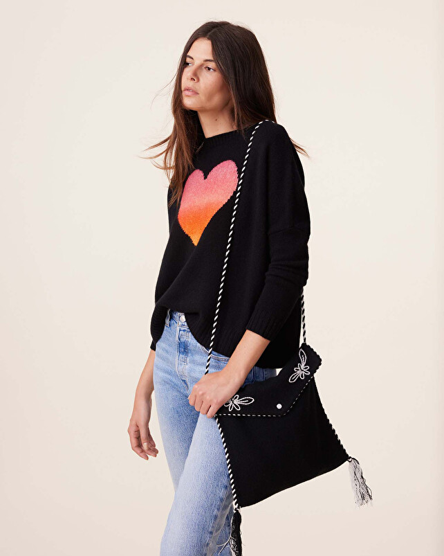 Kujten Sac Western Sac à Rabat Pipping Pompoms En Cachemire