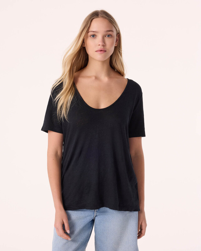 Kujten T-shirt Janis T-shirt Col U Manches Courtes Lin