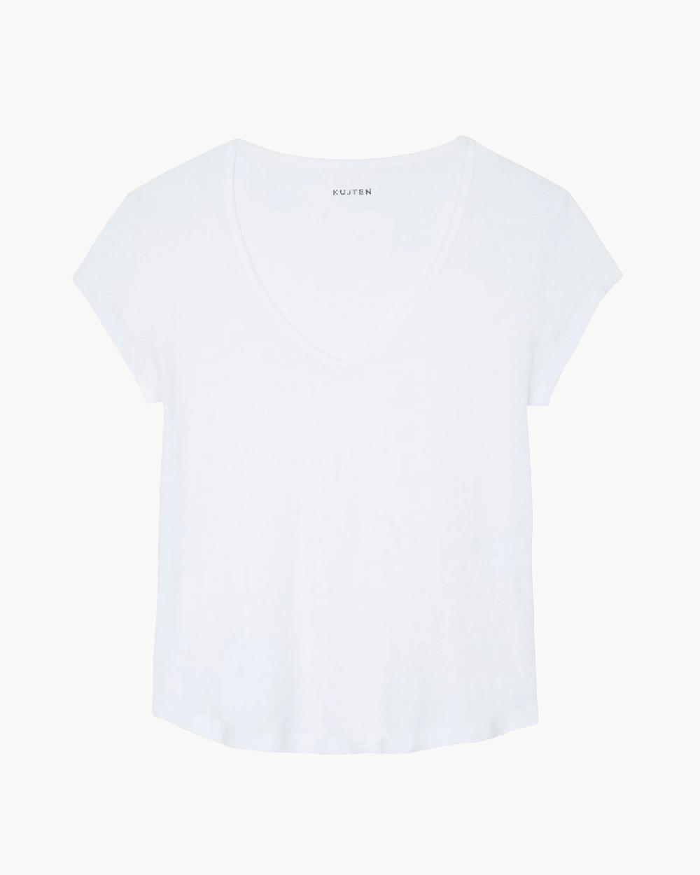 Kujten T-shirt Kaly T-Shirt Col V Manches Courtes Lin