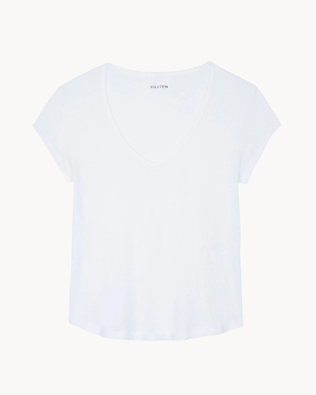 kujten T-shirt kaly T-Shirt Col V Manches Courtes Lin
