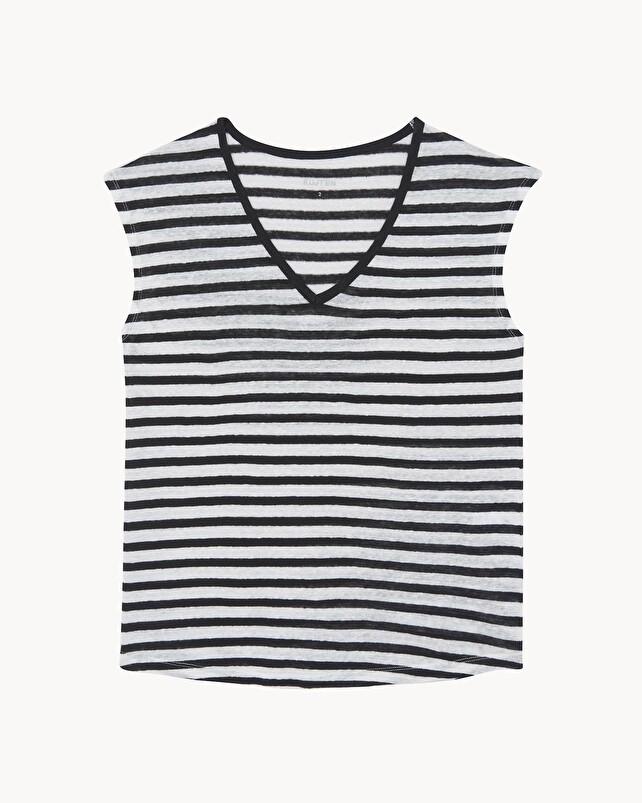 kujten T-shirt karol stripes Débardeur Marinière Col V Rayé Lin