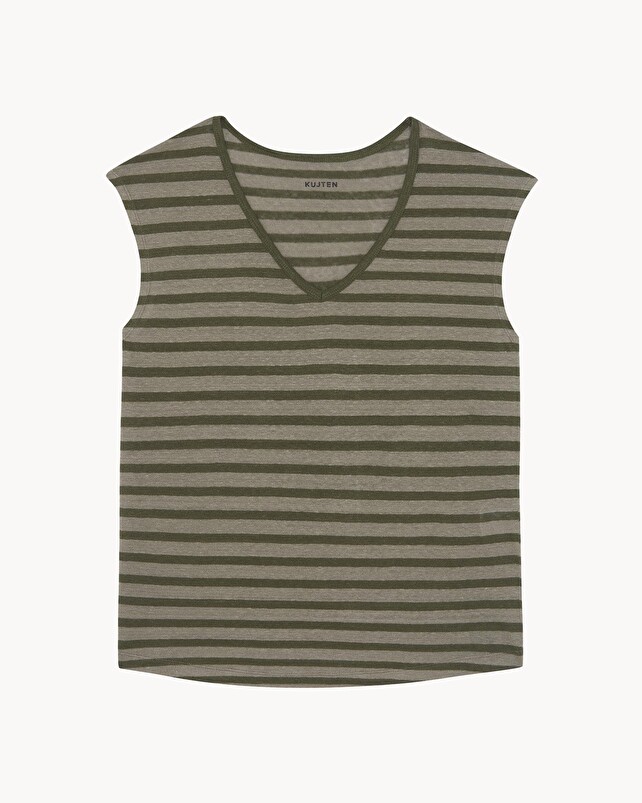 kujten T-shirt karol stripes Débardeur Marinière Col V Rayé Lin