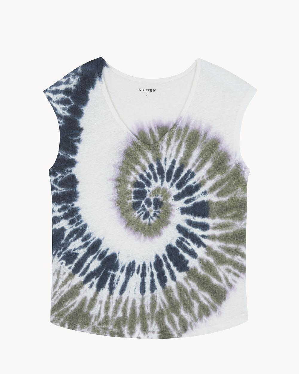 Kujten T-shirt Karol Sunny Top Col V Sans Manche Lin