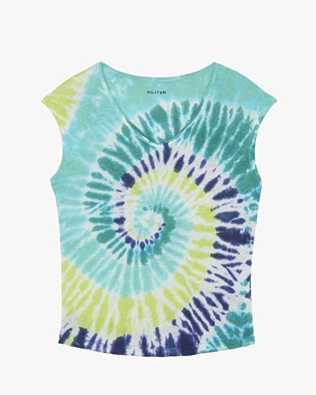 kujten T-shirt karol sunny Top Col V Sans Manche Lin