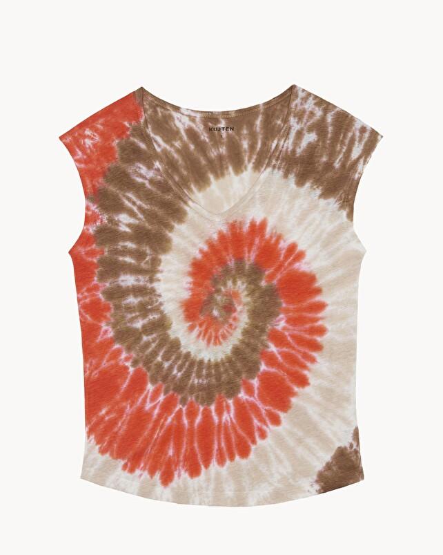 kujten T-shirt karol sunny Top Col V Sans Manche Lin