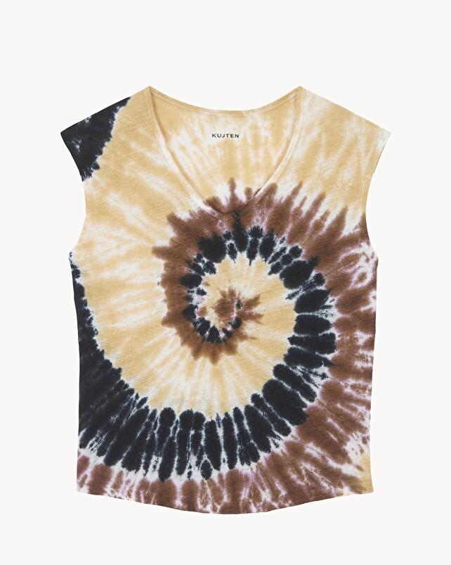 kujten T-shirt karol sunny Top Col V Sans Manche Lin