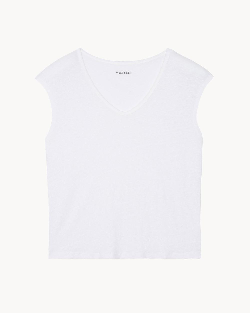 Kujten T-shirt Karol T-Shirt Col V Sans Manches Lin