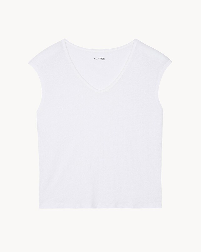 kujten T-shirt karol T-Shirt Col V Sans Manches Lin