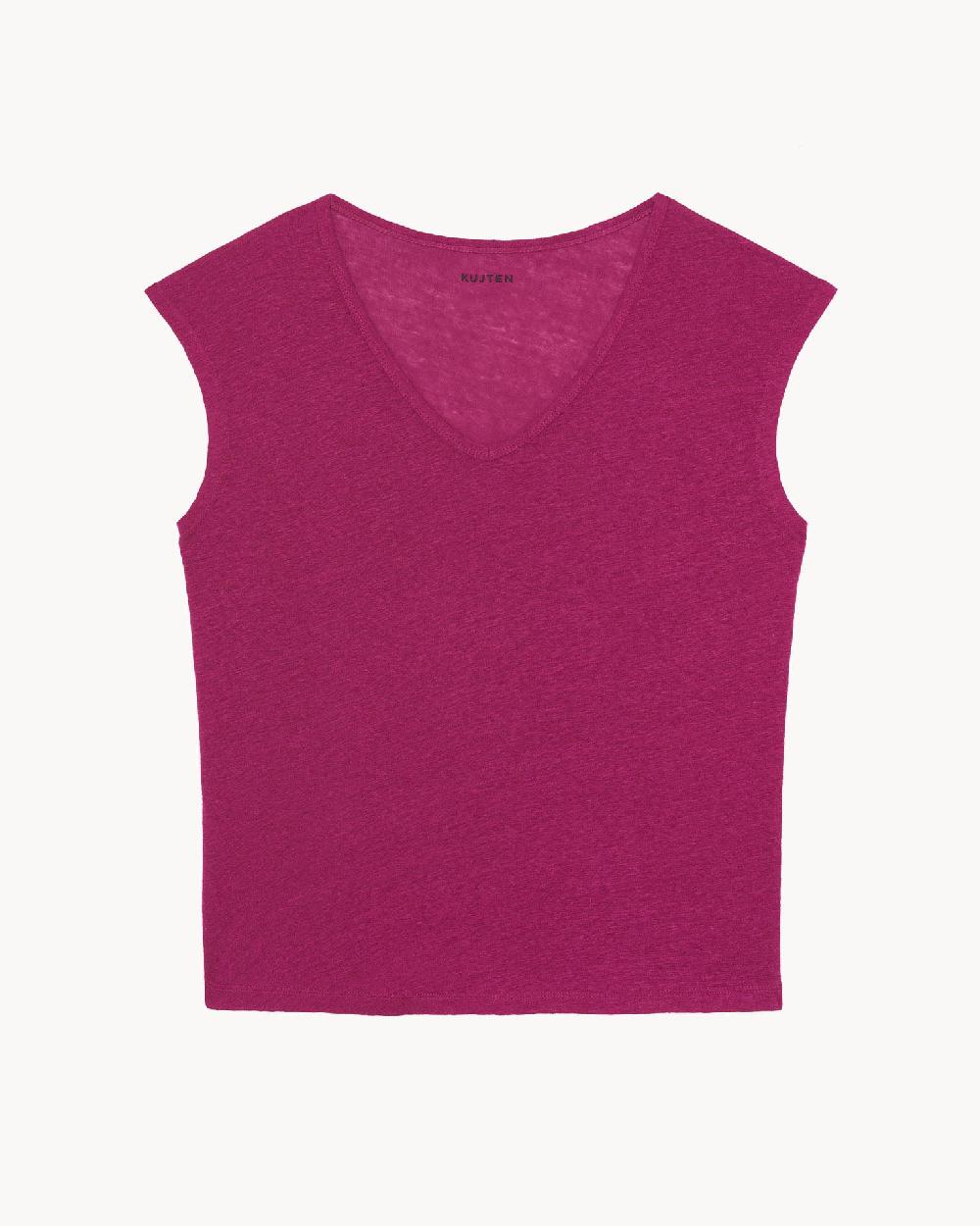 Kujten T-shirt Karol T-Shirt Col V Sans Manches Lin