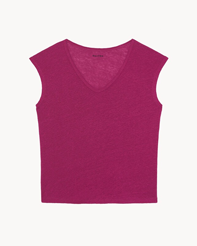 kujten T-shirt karol T-Shirt Col V Sans Manches Lin