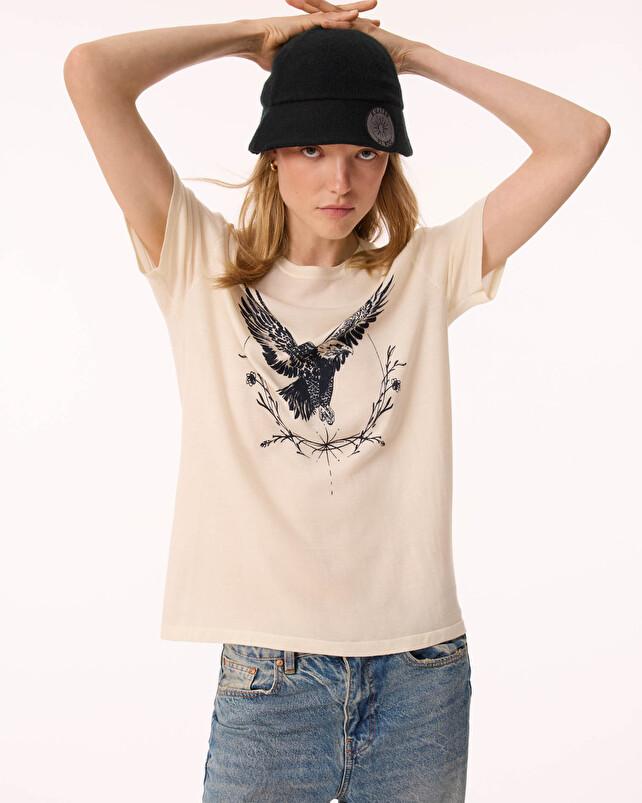 Kujten T-shirt Khani T-Shirt Cachemire Col Rond Femme