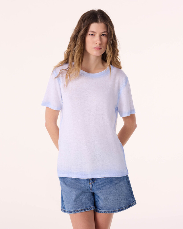 Kujten Top Aya Shadow Top Col V Lin Peinture Par Technique De Spray 2 Fils