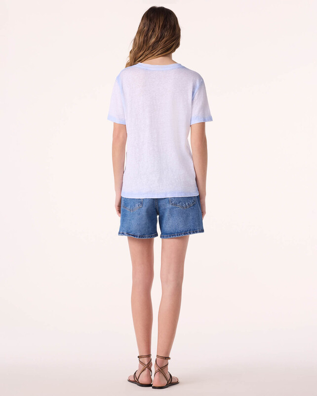 Kujten Top Aya Shadow Top Col V Lin Peinture Par Technique De Spray 2 Fils