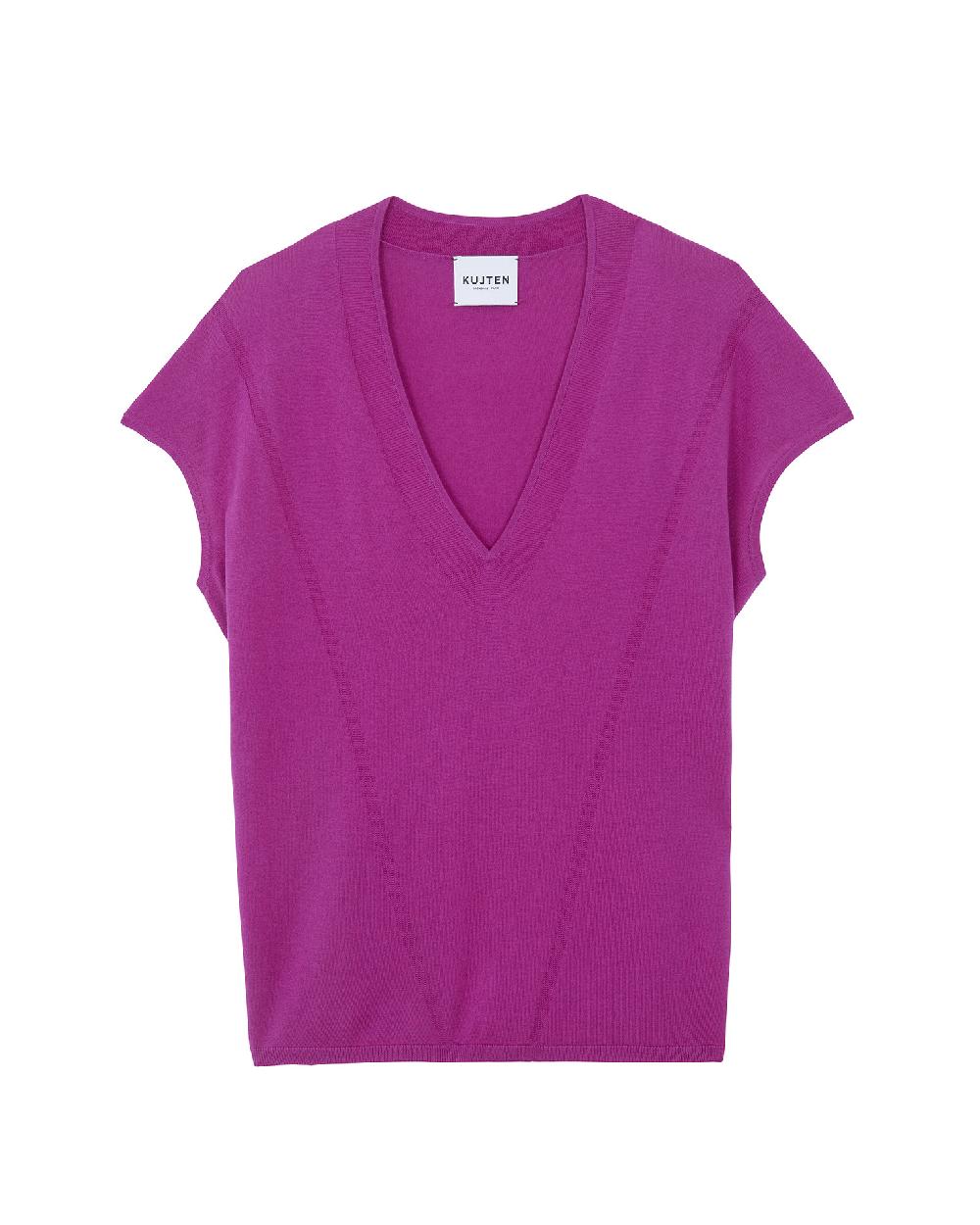 Kujten Top Julian Top Col V Manches Courtes Soie-cachemire