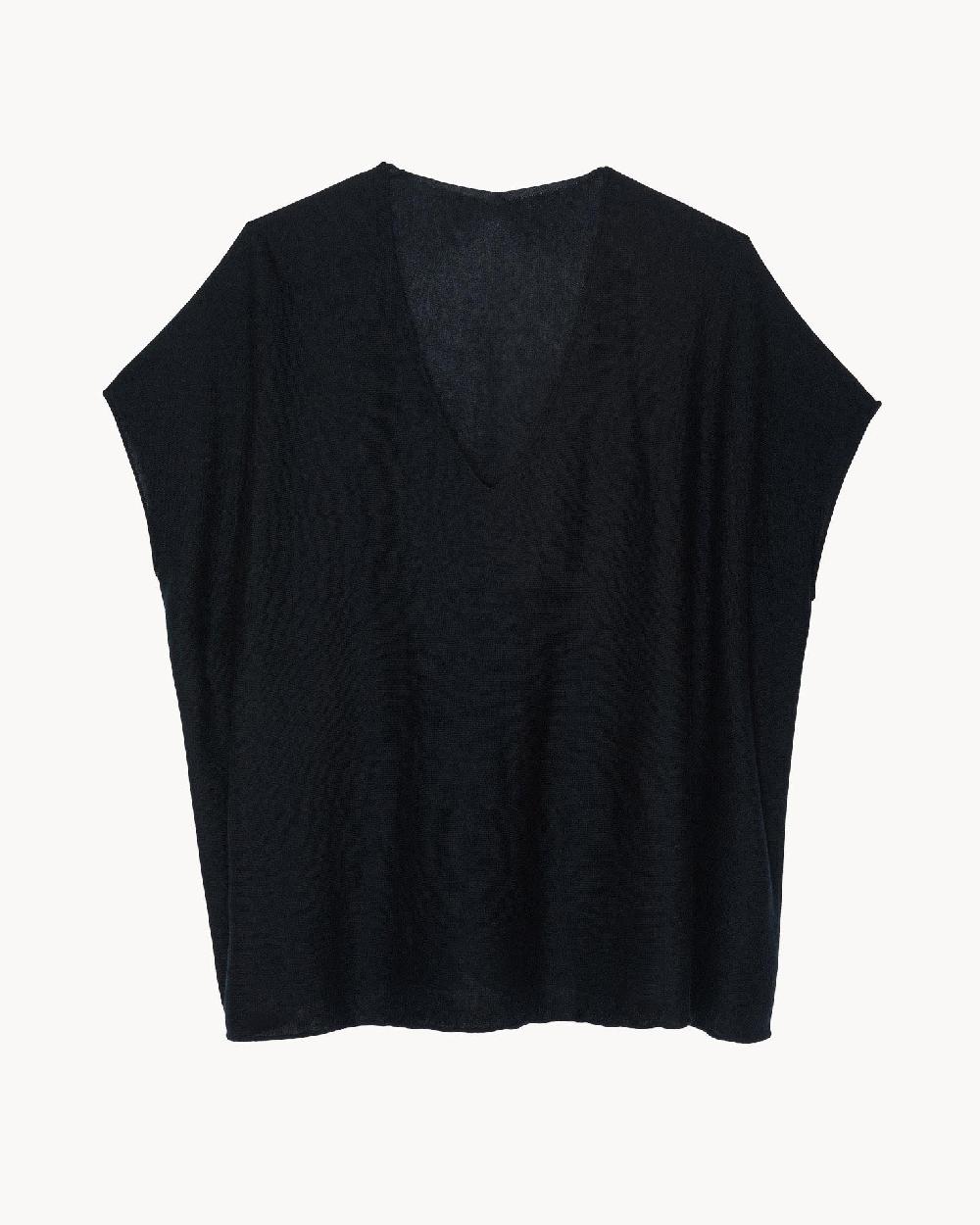 Kujten Top Nosy Top Col V Oversize Cachemire Et Soie 1 Fil
