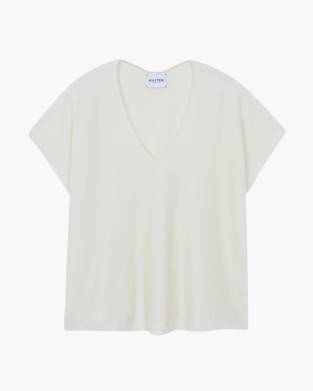 Kujten Top Nosy Top Col V Oversize Cachemire Et Soie 1 Fil