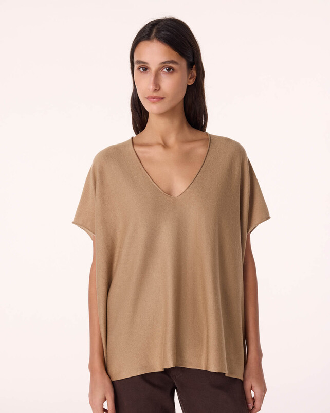 Kujten Top Nosy Top Col V Oversize Cachemire Et Soie