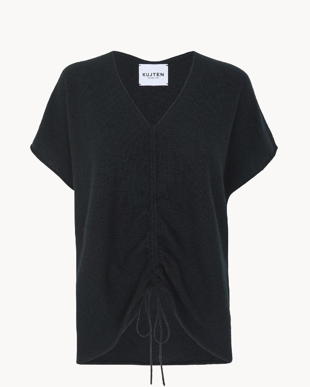 Kujten Top Nyso Solid Top Col V Oversize à Coulisse Cachemire 2 Fils