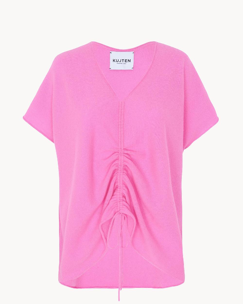 Kujten Top Nyso Solid Top Col V Oversize à Coulisse Cachemire 2 Fils