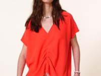 Kujten Top Nyso Solid Top Col V Oversize à Coulisse Cachemire 2 Fils